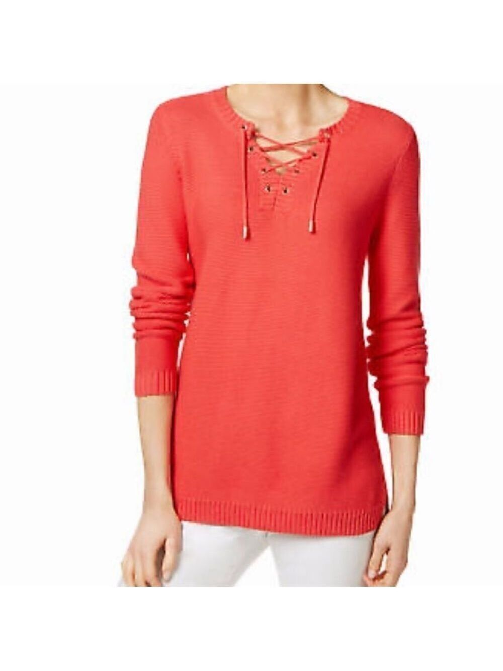 Charter Club Coral Cotton Rayon Pullover Sweater
